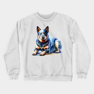 Australian Cattle Watercolor Painting - Beautiful Dog Crewneck Sweatshirt